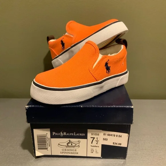 Polo by Ralph Lauren Kids Orange Slip-On Sneakers 7.5 - Picture 1 of 4